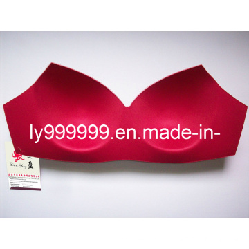 Hermoso diseño de color rojo tejido de poliéster esponja sujetador tazas